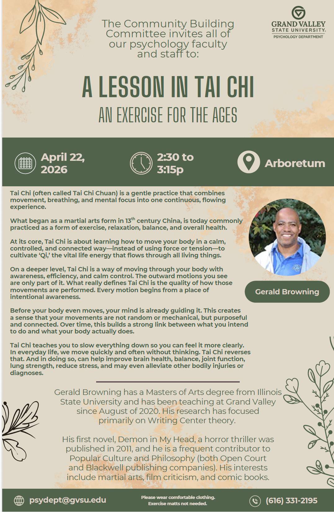 This is the invitation to a Tai-Chi session with Gerald